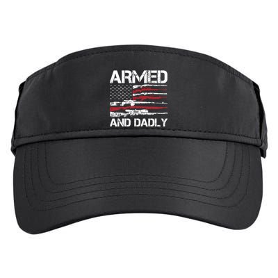 Armed And Dadly Funny Deadly Father For Fathers Day USA Flag Adult Drive Performance Visor