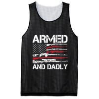 Armed And Dadly Funny Deadly Father For Fathers Day USA Flag Mesh Reversible Basketball Jersey Tank