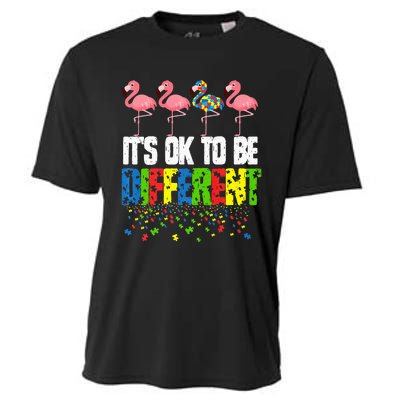 Autism Awareness Day Flamingo Gift It's Ok To Be Different Cooling Performance Crew T-Shirt