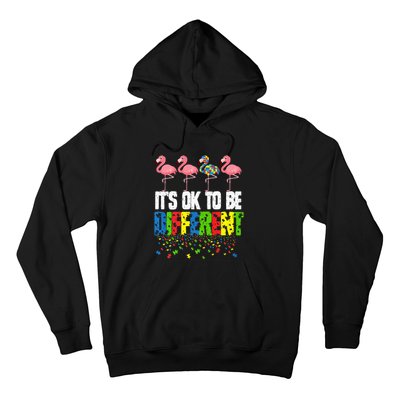 Autism Awareness Day Flamingo Gift It's Ok To Be Different Hoodie