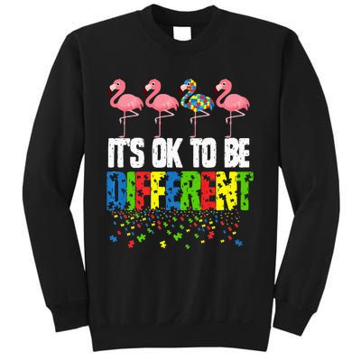 Autism Awareness Day Flamingo Gift It's Ok To Be Different Sweatshirt