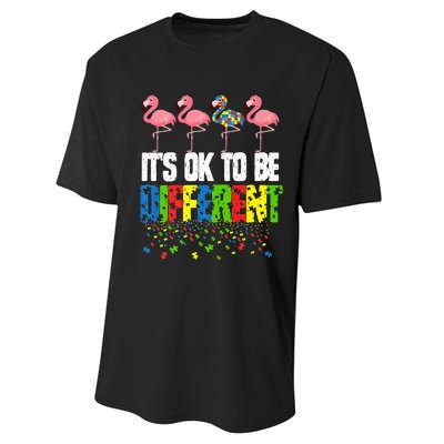 Autism Awareness Day Flamingo Gift It's Ok To Be Different Performance Sprint T-Shirt