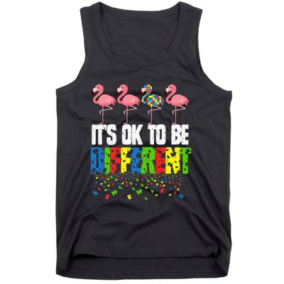 Autism Awareness Day Flamingo Gift It's Ok To Be Different Tank Top