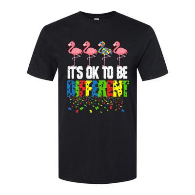 Autism Awareness Day Flamingo Gift It's Ok To Be Different Softstyle CVC T-Shirt