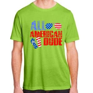 All American Dude Patriotic Usa Flag Grunge Style Gift Adult ChromaSoft Performance T-Shirt