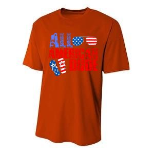 All American Dude Patriotic Usa Flag Grunge Style Gift Performance Sprint T-Shirt