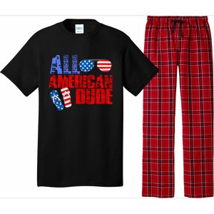 All American Dude Patriotic Usa Flag Grunge Style Gift Pajama Set