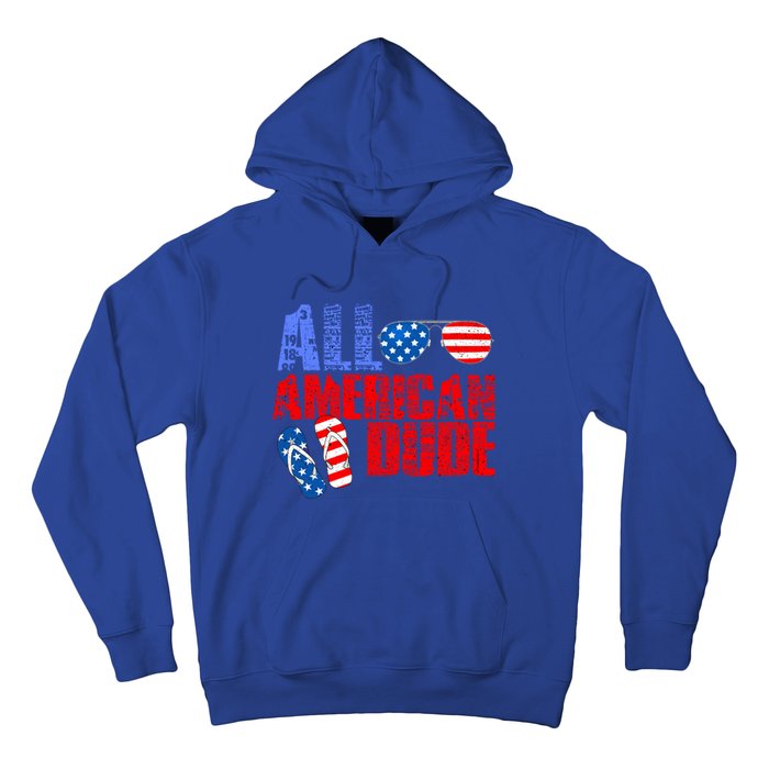 All American Dude Patriotic Usa Flag Grunge Style Gift Hoodie