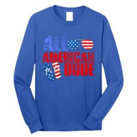 All American Dude Patriotic Usa Flag Grunge Style Gift Long Sleeve Shirt