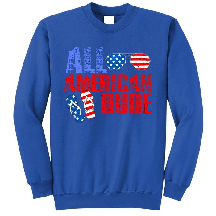 All American Dude Patriotic Usa Flag Grunge Style Gift Sweatshirt