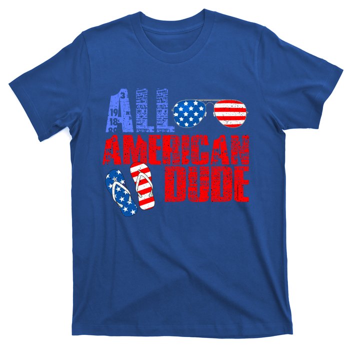 All American Dude Patriotic Usa Flag Grunge Style Gift T-Shirt