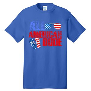 All American Dude Patriotic Usa Flag Grunge Style Gift Tall T-Shirt