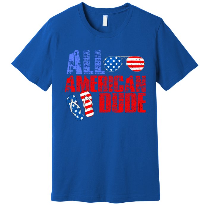 All American Dude Patriotic Usa Flag Grunge Style Gift Premium T-Shirt