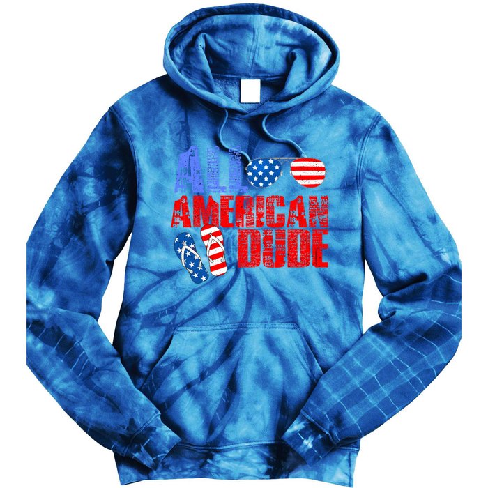 All American Dude Patriotic Usa Flag Grunge Style Gift Tie Dye Hoodie