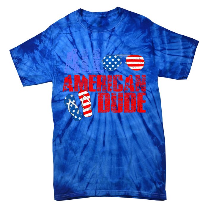 All American Dude Patriotic Usa Flag Grunge Style Gift Tie-Dye T-Shirt