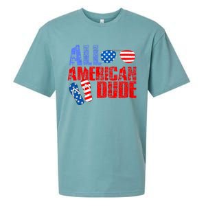 All American Dude Patriotic Usa Flag Grunge Style Gift Sueded Cloud Jersey T-Shirt