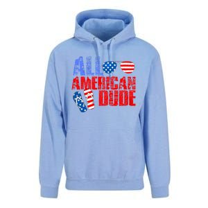 All American Dude Patriotic Usa Flag Grunge Style Gift Unisex Surf Hoodie