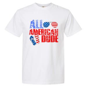 All American Dude Patriotic Usa Flag Grunge Style Gift Garment-Dyed Heavyweight T-Shirt