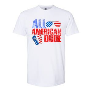 All American Dude Patriotic Usa Flag Grunge Style Gift Softstyle CVC T-Shirt