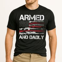 Armed And Dadly Funny Deadly Father For Fathers Day USA Flag Cooling Performance Crew T-Shirt