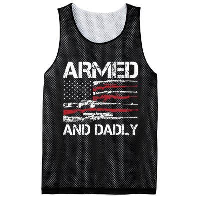 Armed And Dadly Funny Deadly Father For Fathers Day USA Flag Mesh Reversible Basketball Jersey Tank