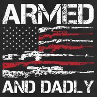 Armed And Dadly Funny Deadly Father For Fathers Day USA Flag 25L Jumbo Tote