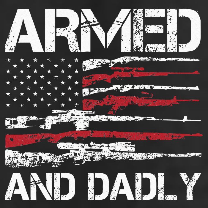 Armed And Dadly Funny Deadly Father For Fathers Day USA Flag 25L Jumbo Tote