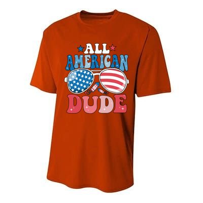 All American Dude Sunglasses 4th Of July Family Matching Cute Gift Performance Sprint T-Shirt