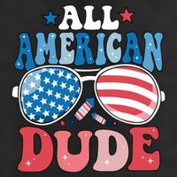 All American Dude Sunglasses 4th Of July Family Matching Cute Gift 7 Panel Mesh Trucker Snapback Hat