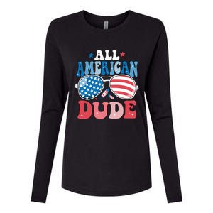 All American Dude Sunglasses 4th Of July Family Matching Cute Gift Womens Cotton Relaxed Long Sleeve T-Shirt