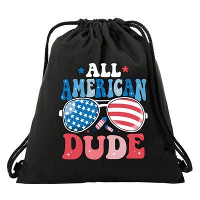 All American Dude Sunglasses 4th Of July Family Matching Cute Gift Drawstring Bag