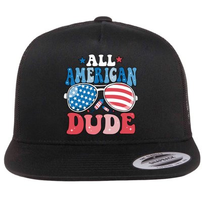 All American Dude Sunglasses 4th Of July Family Matching Cute Gift Flatbill Hat