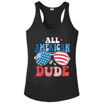 All American Dude Sunglasses 4th Of July Family Matching Cute Gift Ladies PosiCharge Competitor Racerback Tank