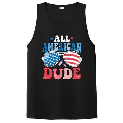 All American Dude Sunglasses 4th Of July Family Matching Cute Gift PosiCharge Competitor Tank