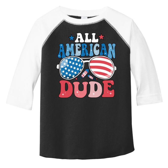 All American Dude Sunglasses 4th Of July Family Matching Cute Gift Toddler Fine Jersey T-Shirt