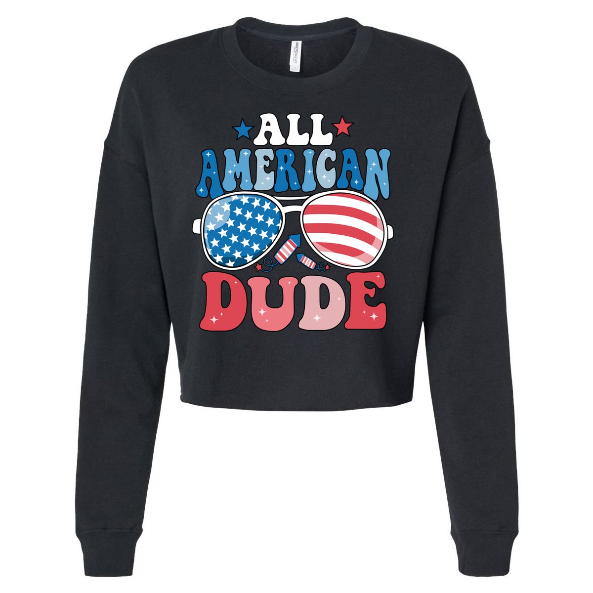 All American Dude Sunglasses 4th Of July Family Matching Cute Gift Cropped Pullover Crew