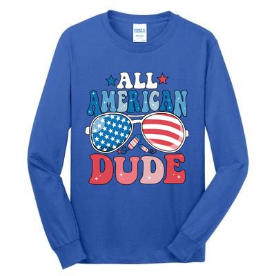 All American Dude Sunglasses 4th Of July Family Matching Cute Gift Tall Long Sleeve T-Shirt