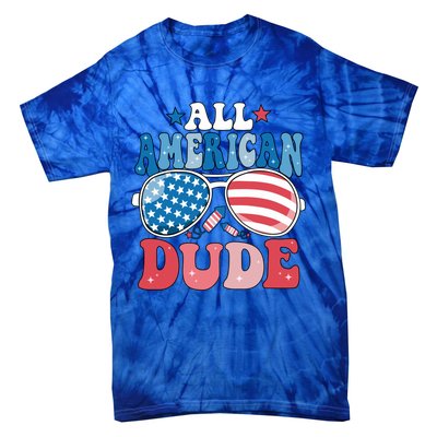 All American Dude Sunglasses 4th Of July Family Matching Cute Gift Tie-Dye T-Shirt