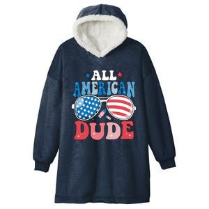 All American Dude Sunglasses 4th Of July Family Matching Cute Gift Hooded Wearable Blanket