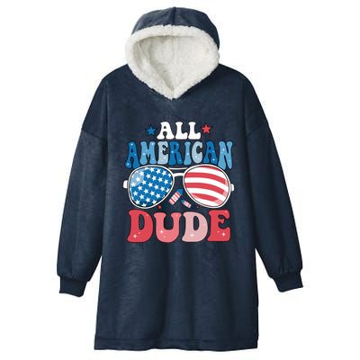 All American Dude Sunglasses 4th Of July Family Matching Cute Gift Hooded Wearable Blanket