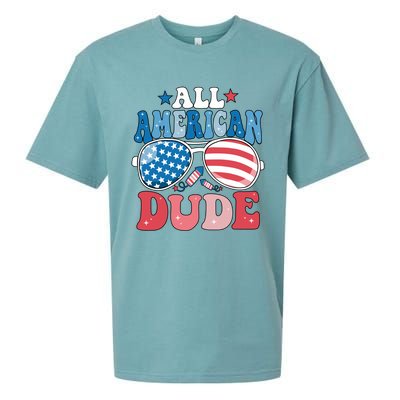 All American Dude Sunglasses 4th Of July Family Matching Cute Gift Sueded Cloud Jersey T-Shirt