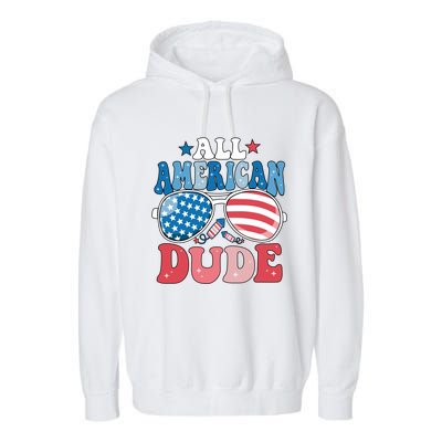 All American Dude Sunglasses 4th Of July Family Matching Cute Gift Garment-Dyed Fleece Hoodie