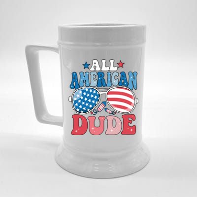 All American Dude Sunglasses 4th Of July Family Matching Cute Gift Beer Stein