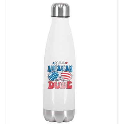 All American Dude Sunglasses 4th Of July Family Matching Cute Gift Stainless Steel Insulated Water Bottle