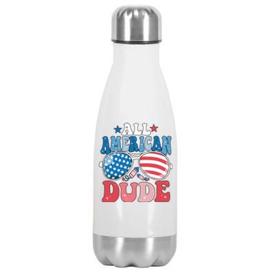 All American Dude Sunglasses 4th Of July Family Matching Cute Gift Stainless Steel Insulated Water Bottle