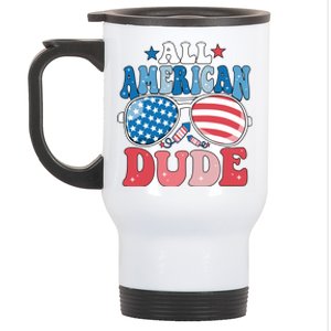 All American Dude Sunglasses 4th Of July Family Matching Cute Gift Stainless Steel Travel Mug