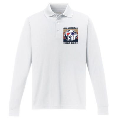 All American Dog Dad Performance Long Sleeve Polo