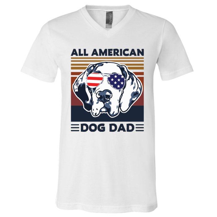 All American Dog Dad V-Neck T-Shirt