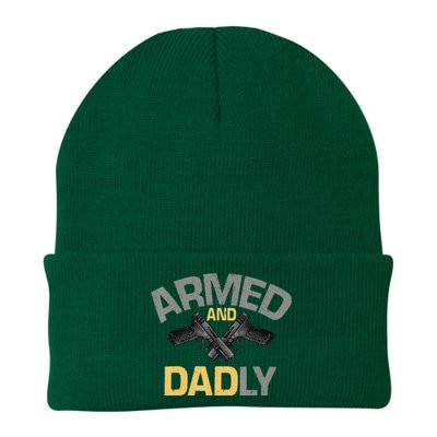 Armed And Dadly Funny Deadly Father Gifts For Fathers Day Knit Cap Winter Beanie