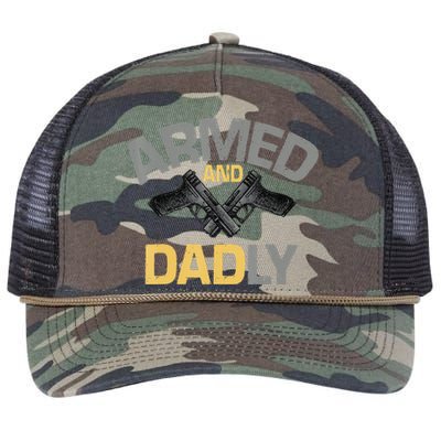 Armed And Dadly Funny Deadly Father Gifts For Fathers Day Retro Rope Trucker Hat Cap